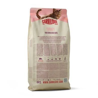 Carnilove True Fresh Turkey Sterilised Сухой корм с индейкой для стерилизованных кошек, 6 кг