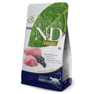 Farmina N&D Grain Prime Cat Lamb & Blueberry Adult - Беззерновой сухой корм для взрослых кошек с ягненком и черникой, 0,3 кг