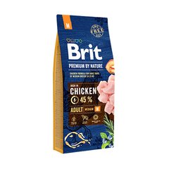 Brit Premium by Nature Adult M - Сухий корм із куркою для дорослих собак середніх порід (10-25 кг), 15 кг