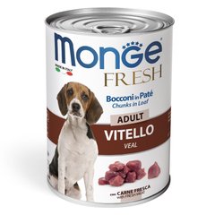 Monge Dog Fresh Adult - М'ясний рулет з шматочками телятини для собак, 400 г