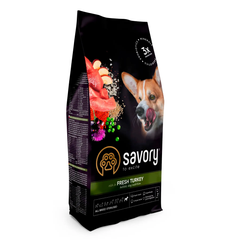 Savory All Breed Sterilised rich in Fresh Turkey - Сухий корм з індичкою для стерилізованих собак усіх порід, 12 кг