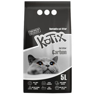 Kotix Extra Activated Carbon Бентонитовый наполнитель с активированным углем, 5 л