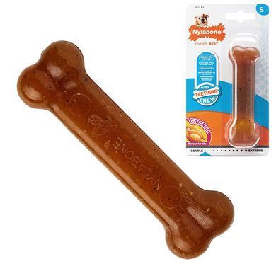 Nylabone Puppy Chew Bone Нілабон Іграшка кістка жувальна зі смаком курки для цуценят, S