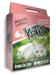 Kotix Tofu Honey Peach - Наповнювач соєвий із ароматом солодкого персика для котячого туалету , 6 л (2,5 кг)
