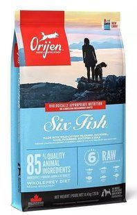 Orijen 6 Fish Dog Сухий корм зі смаком риби для собак всіх порід та всіх стадій життя, 11,4 кг