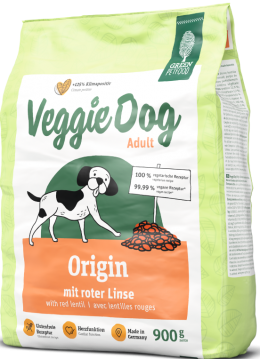 Green Petfood VeggieDog Origin - Сухой вегетарианский безглютеновый корм с красной чечевицей для взрослых собак, 900 г