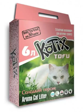 Соевый наполнитель для кошачьего туалета Kotix Tofu Honey Peach, 6 л (2,5 кг)