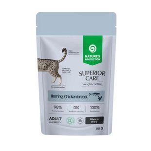 Nature's Protection Superior Care Grain Free Adult Cats with Herring and Chicken Влажный корм с селедкой и курицей для контроля веса кошек, 85 г