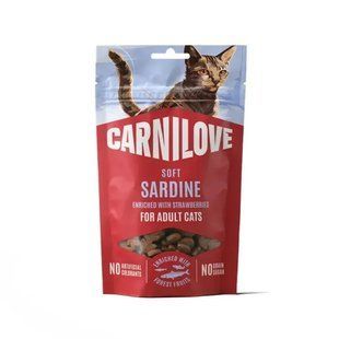 Carnilove Soft Snack Sardine with Strawberry М'які ласощі з сардиною і полуницею для котів, 50 г