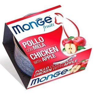 MONGE CAT WET Fruits Adult Вологий корм з куркою та яблуком для дорослих котів, 80 г