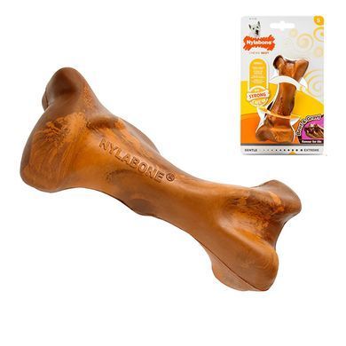Nylabone Strong Chew Rubber Bone Beef with Gravy Нілабон Жувальна іграшка зі смаком яловичини з підливою для собак, S