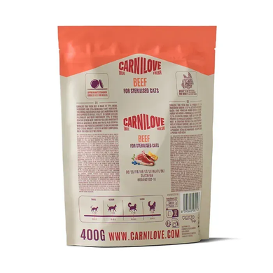 Carnilove True Fresh Beef Sterilised Сухой корм с говядиной для стерилизованных кошек, 400 г