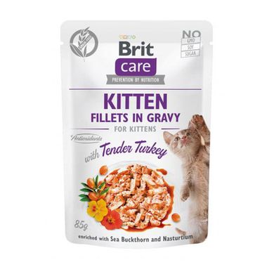 Brit Care Cat Pouch Kitten Tender Turkey - Влажный корм с филе в соусе с нежной индюшкой для котят, 85 г