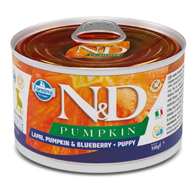 Farmina N&D Grain Pumpkin Lamb Puppy Mini - Консерви для цуценят дрібних порід з гарбузом, ягнятком і чорницею, 140 г