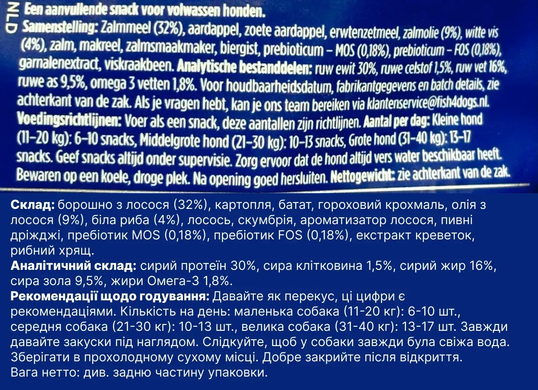 Функциональное печенье для собак с Белой Рыбой для здорового пищеварения Fish4Dogs Support+ Digestion 225 г