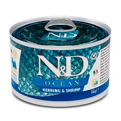 Farmina N&D Grain Free Ocean Herring & Shrimp Adult Mini - Консерви для дорослих собак дрібних порід з оселедцем, тріскою, тунцем та креветкою, 140 г