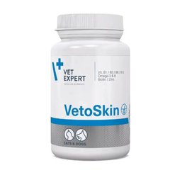 VetExpert VetoSkin Витаминная добавка для поддержания здоровья кожи и качества шерсти у кошек и собак, 90 капсул