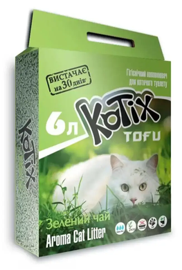 Kotix Tofu Green Tea - Соевый наполнитель для кошачьего туалета с ароматом зеленого чая , 6 л (2,5 кг)