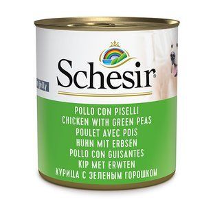 Schesir Chicken With Green Peas Шезір Консерви курка з зеленим горошком в желе для собак, 285 г