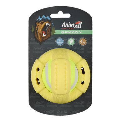 AnimAll GrizZzly Іграшка Тенісний мʼяч кросфіт для собак, колір жовтий, S 9,2 см