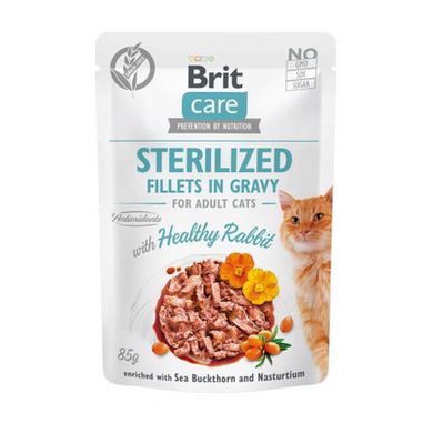 Brit Care Cat Pouch Sterilized - Филе в соусе с кроликом для кастрированных котов и стерилизованных кошек, 85 г