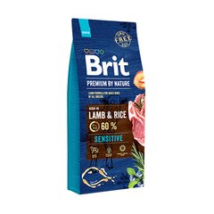 Brit Premium by Nature Sensitive Lamb - Сухий корм із ягнятиною без пшениці для собак усіх порід, а також собак із чутливим травленням, 15 кг