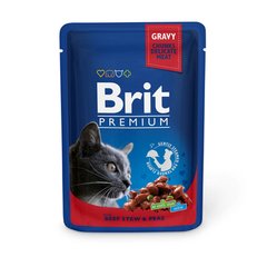 Brit Premium with Beef Stew & Peas - Консерва з тушкованою яловичиною та горохом для дорослих кішок, 100 г
