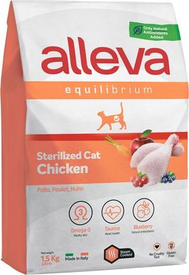 Alleva Equilibrium Chicken Sterilized Cat Полнорационный корм с курицей для взрослых стерилизованных кошек или кошек, живущих в домашних условиях 1,5 кг