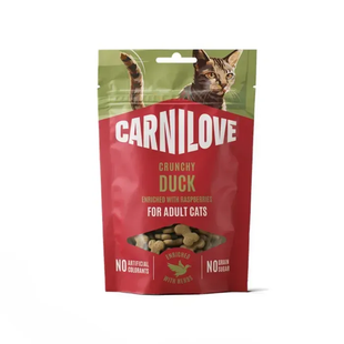 Carnilove Crunchy Snack Duck with Raspberries Хрусткі ласощі з качкою та малиною для котів, 50 г
