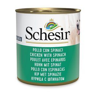 Schesir Chicken With Spinach Шезір Консерви курка зі шпинатом в желе для собак, 285 г