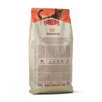 Carnilove True Fresh Beef Sterilised Сухий корм з яловичиною для стерилізованих котів, 6 кг