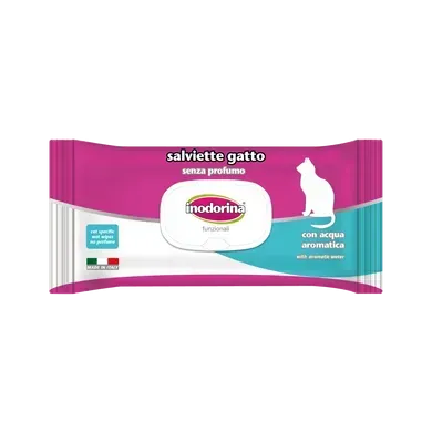 Inodorina Functional Acqua Aromatica Влажные салфетки с легким мятным ароматом для взрослых кошек, 40 шт.