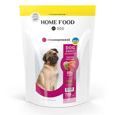 Home Food Dog Adult Mini/Medium Hypoallergenic Сухой корм с телятиной и овощами для взрослых собак малых и средних пород, 700 г