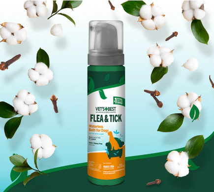 Vet's Best Flea & Tick Waterless Dog Bath Cottonspice Пена от блох и клещей для собак, 236 мл