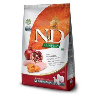 Farmina N&D Pumpkin GF Dog Chicken & Pomegranate Adult Medium & Maxi &ndash; Беззерновий сухий корм з куркою, гарбузом та гранатом для дорослих собак середніх і великих порід, 12 кг