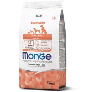 Monge All breeds Adult SALMONE AND RICE- Корм з лососем та рисом для дорослих собак усіх порід, 15 кг