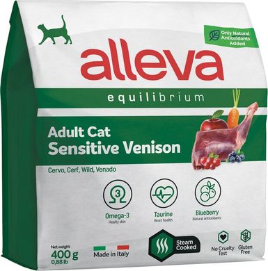 Alleva Equilibrium Sensitive Venison Adult Cat Полнорационный корм с олениной для взрослых кошек с чувствительным пищеварением 400 г