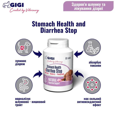 GiGi Stomach Health & Diarrhea Stop N80 Вітамінно-мінеральний комплекс для нормалізації функції травної системи, 80 табл