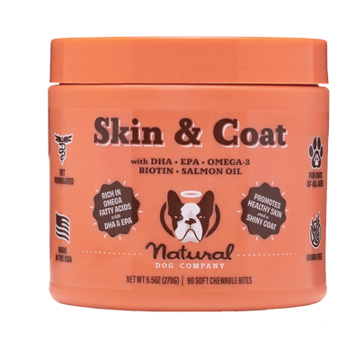 Витаминный комплекс для кожи и шерсти собак Skin&Coat Natural Dog Company, 90шт в банке