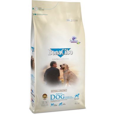 BonaCibo Adult Dog Chicken & Rice with Anchovy Сухой корм с мясом курицы, анчоусами и рисом для взрослых собак всех пород, 4 кг