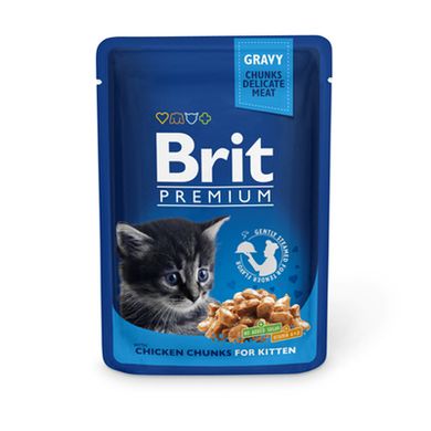 Brit Premium with Chicken Chunks for Kitten - Консерва с кусочками курицы для котят, 100 г