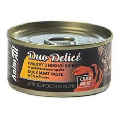 AnimAll Duo Delice Duck Meat Paste Вологий корм для котів з качкою та шматочками краба, 80 г