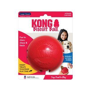 Kong Biscuit Ball Конг Игрушка - мяч с отверстием для лакомства для собак, L