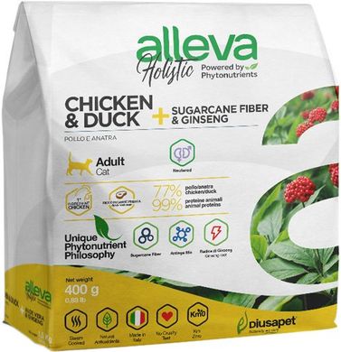 Alleva Holistic Cat Adult Neutered Chicken&Duck Полнорационный корм с курицей и уткой для взрослых кастрированных кошек или кошек, живущих в домашних условиях 400 г