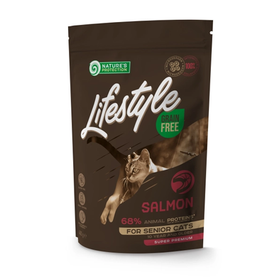 Nature's Protection Lifestyle Grain Free Сухий беззерновий корм з лососем для літніх котів, 400 г