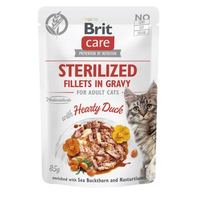 Brit Care Cat Sterilized Fillets in Gravy with Hearty Duck - Корм влажный филе в соусе с уткой для стерилизованных кошек