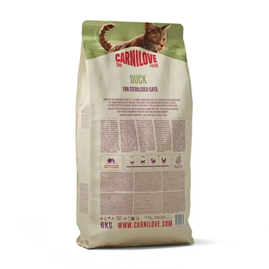 Carnilove True Fresh Duck Sterilised Сухой корм с уткой для стерилизованных кошек, 6 кг