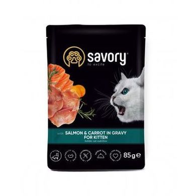 Savory Salmon & Carrot in Gravy for Kitten - Влажный корм для котят с лососем и морковью в соусе