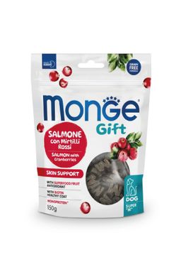 Monge Gift Dog Skin support Лакомства для собак с лососем и клюквой для качества шерсти