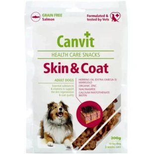 Canvit Skin and Coat Лакомство для красоты, здоровья и блеска шерсти собак, 200 г